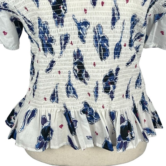 BAUM UND PFERDGARTEN MYNOWA FLORAL SMOCKED ORGANIC COTTON TOP WOMEN'S 40 US XS - Picture 4 of 16